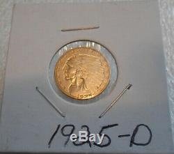 1925-d Gold Indian Head $2.50 Quarter Eagle Nice Jewelry Gold Coin 4.18 Grams