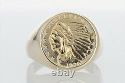 1926 Indian Head $2.50 Coin Men's Ring 14k Yellow Gold Size 12 / 18.97 Grams