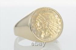 1926 Indian Head $2.50 Coin Men's Ring 14k Yellow Gold Size 12 / 18.97 Grams