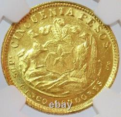 1926 So Gold Chile 50 Pesos 10.16 Grams Condor Coin Ngc Mint State 61