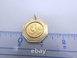1927 Swiss Gold 20 Francs Helvetia Gold Coin Pendant with Bezel 10.5 Grams