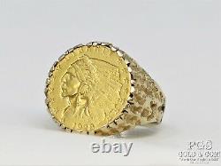 1928 $2.50 Indian Gold Coin Mens Ring 14k Gold Size 8.75 Heavy 10.6 grams! 15778