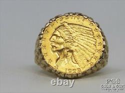 1928 $2.50 Indian Gold Coin Mens Ring 14k Gold Size 8.75 Heavy 10.6 grams! 15778