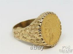 1928 $2.50 Indian Gold Coin Mens Ring 14k Gold Size 8.75 Heavy 10.6 grams! 15778