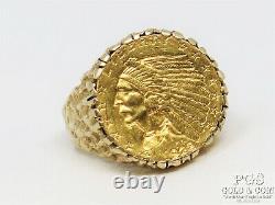 1928 $2.50 Indian Gold Coin Mens Ring 14k Gold Size 8.75 Heavy 10.6 grams! 15778