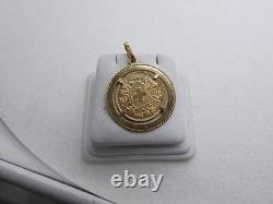 1935 20 Franc Gold Swiss Helvetia 21.6K Gold Coin Pendant in 18K Bezel 9.9 Grams