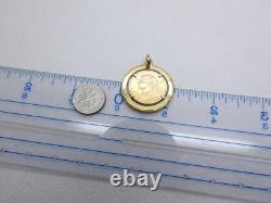 1935 20 Franc Gold Swiss Helvetia 21.6K Gold Coin Pendant in 18K Bezel 9.9 Grams