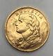 1935 B Gold Coin 20 Twenty Swiss Francs French Switzerland Au Helvetia Stars