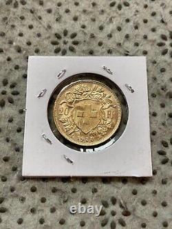 1935 Gold Coin 20 Francs French AU Helvetia Coin 22KT (Twenty Francs Gold Piece)