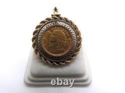 1935 Swiss Gold 20 Francs Helvetia Gold Coin Pendant with Bezel 15.9 Grams