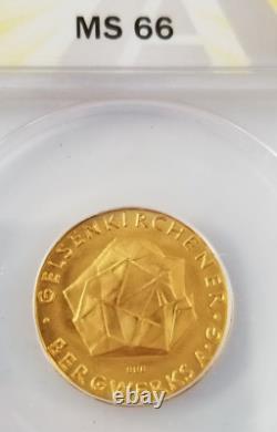 1938 9.986% Gold 25 Year Medal Germany ANACS MS 66 (23.66Kt gold)