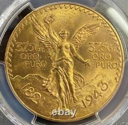 1943 Mexico 50 Pesos Gold PCGS MS-64