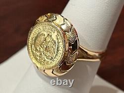 1945 Dos Pesos Coin set in 14K Yellow Gold Ring Size 7 5.5 Grams