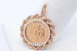 1945 Dos Pesos Gold Coin Pendant Set In 14k Yellow Gold 3.4 Grams Eb0426wpe