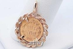 1945 Dos Pesos Gold Coin Pendant Set In 14k Yellow Gold 3.4 Grams Eb0426wpe
