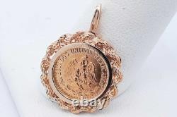 1945 Dos Pesos Gold Coin Pendant Set In 14k Yellow Gold 3.4 Grams Eb0426wpe