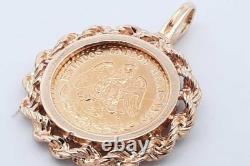 1945 Dos Pesos Gold Coin Pendant Set In 14k Yellow Gold 3.4 Grams Eb0426wpe