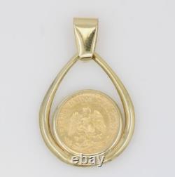 1945 Dos Pesos Gold Coin in 14K Yellow Gold Pendant 2.6 Grams