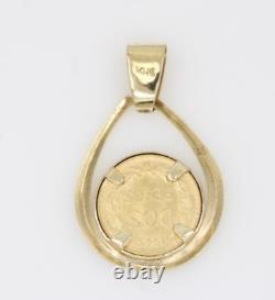 1945 Dos Pesos Gold Coin in 14K Yellow Gold Pendant 2.6 Grams