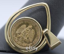 1945 Dos Pesos Gold Coin in 14K Yellow Gold Pendant 2.6 Grams