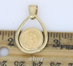 1945 Dos Pesos Gold Coin in 14K Yellow Gold Pendant 2.6 Grams