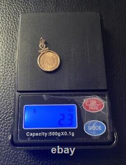1945 Dos Pesos Mexico Gold Coin set in 14K Gold Bezel 2.3 Grams