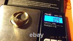 1945 Dos Pesos / size 10 1/2 11 Gold coin 1/10 gram + ring 10.9 grams