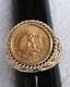 1945 Mexican 2 Pesos Gold Coin Ring, 14k Yellow Gold, Size 6, 8 Grams