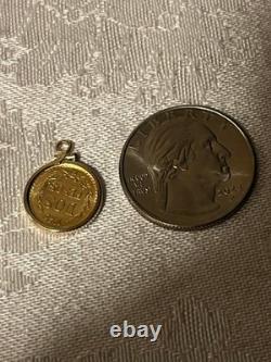 1945 Mexican Dos Pesos Gold Coin Pendant 22-karat Gold Coin 10-karat Gold Bezel