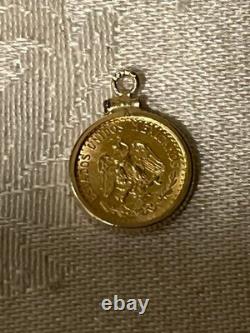 1945 Mexican Dos Pesos Gold Coin Pendant 22-karat Gold Coin 10-karat Gold Bezel
