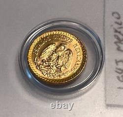 1945 Mexico Gold 2 1/2 Pesos Coin, 2.08 grams, 90% Fine Gold, 0.0603 AGW