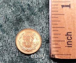 1945 Mo Dos Peso Gold Coin, Mexican 90% Fine Gold 2-Peso Coin, Snake, Cactus