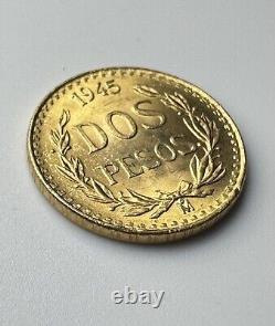 1945-Mo Mexico 2 Pesos (Dos Pesos) 1.5g Gold Coin Great Condition and Luster