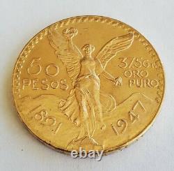 1947 MEXICO 50 PESOS 1.2 Oz. 37.5 Grams GOLD BULLION COIN BEAUTIFUL
