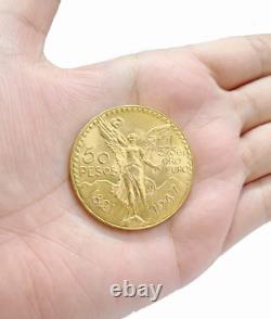 1947 Mexican Centenaro 50 Gold Pesos Coin Solid 22k Yellow Gold, Oro Centenario