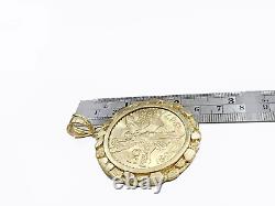 1947 Mexican Centenaro 50 Gold Pesos Copy Coin With Bezel Solid 14k Yellow Gold
