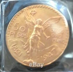 1947 Mexico Gold 50 Pesos BU 1.2 Oz 37.5 Grams GOLD Bullion Coin