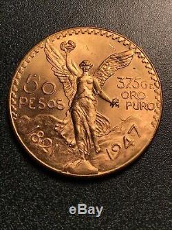 1947 Mexico Gold 50 Pesos BU 1.2057 Oz, 37.5 Grams GOLD Bullion Coin