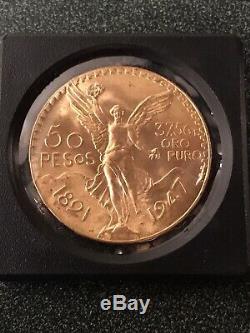 1947 Mexico Gold 50 Pesos BU 1.2057 Oz, 37.5 Grams GOLD Bullion Coin