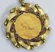1948 Vatican Gold Coin In 18k Ruby Studded Frame Pendant Charm 12.3grams