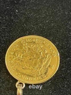 1952 100 Pesos Chile Gold Coin with gold loop for pendant on a chain, 20.8gram
