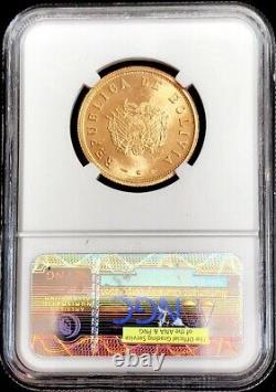 1952 Gold Bolivia 14 Grams 20 Bolivianos Revolution Coin Ngc Mint State 62