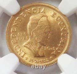 1952 Gold Bolivia 3.5 Gramos Revolution Coin Ngc Mint State 64