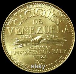 1955 Gold Caciques De Venezuela Chacao 22.2 Grams Coin Mint State