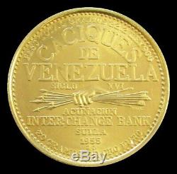 1955 Gold Venezuela Caciques Yaracuy 60 Bolivares Coin 22.2 Gram