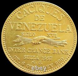 1957 Arichuna Gold Venezuela 6 Grams Indian Chieftain Caciques Coin Mint State