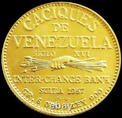 1957 Gold 6 Grams Guaicamacuto Caciques Indian Of Venezuela Mint State
