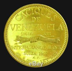 1957 Gold 6 Grams Terepaima Caciques Indian Of Venezuela Coin