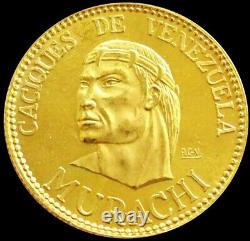 1957 Gold Murachi Caciques Indian Of Venezuela 6 Gram Coin Mint State Condition