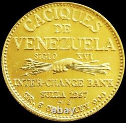 1957 Gold Murachi Caciques Indian Of Venezuela 6 Gram Coin Mint State Condition